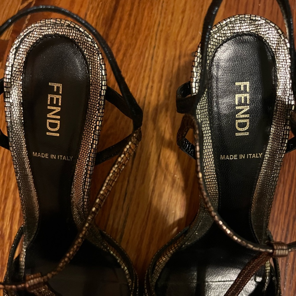 Fendi Metallic Disco Strappy Heels - Picture 3 of 7